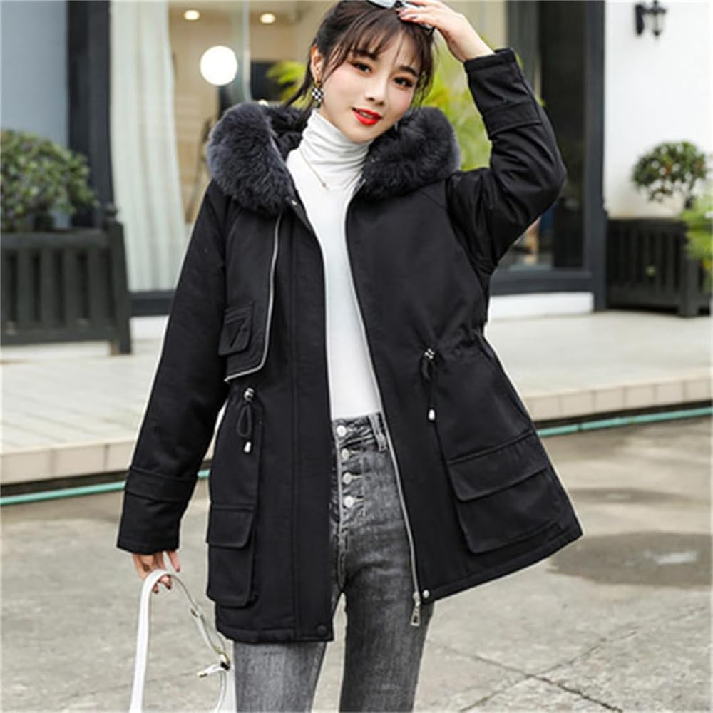 Amazon.com: Hooded Parka Jacket Women Korean Version Slim